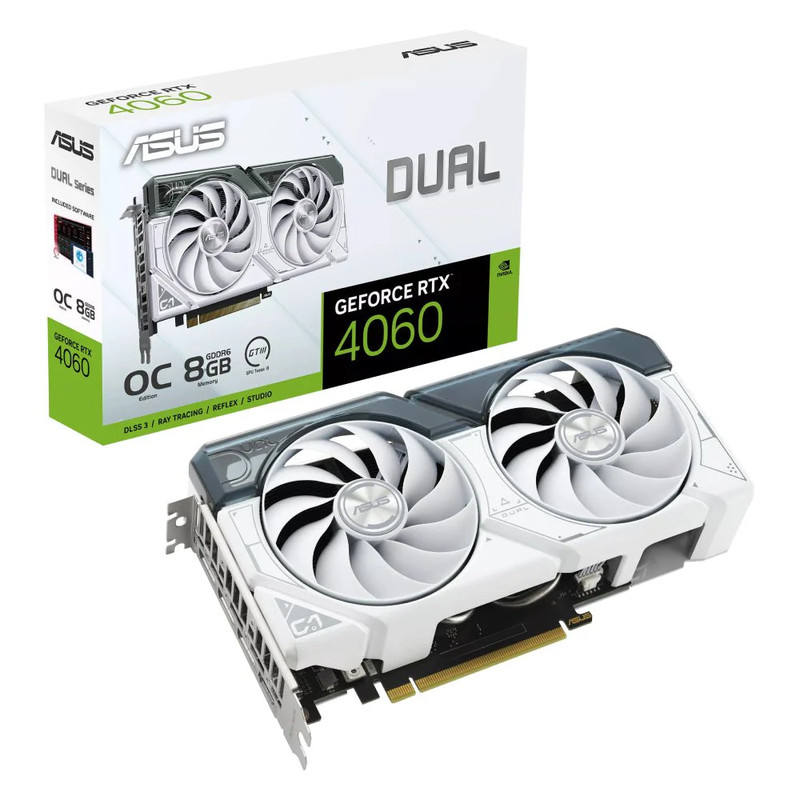 Asus Dual GeForce RTX 4060 OC 8GB Graphics Card - White - كرت شاشة
